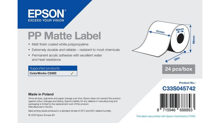 PP Matte Label - Sürekli Rulo: 51mm x 29m