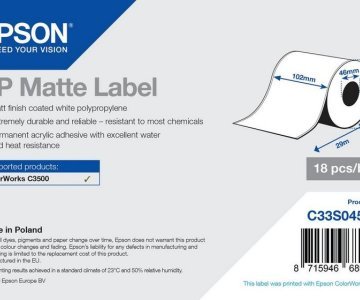 PP Matte Label - Sürekli Rulo: 102mm x 29m